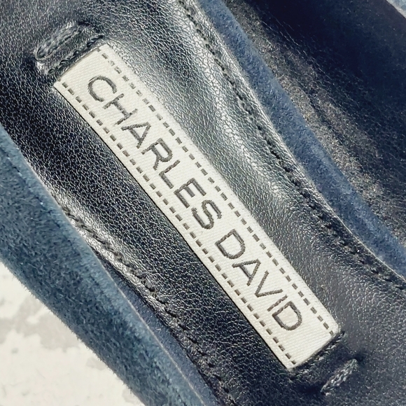 Charles David Blue Fine Suede Leather Pointy Toe High Heels O753 - Picture 10 of 13